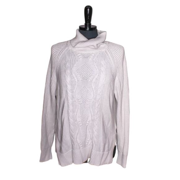 GAP White Fisherman Sweater Cowl Funnel Neckline 100% Cotton Size XL - Picture 1 of 5